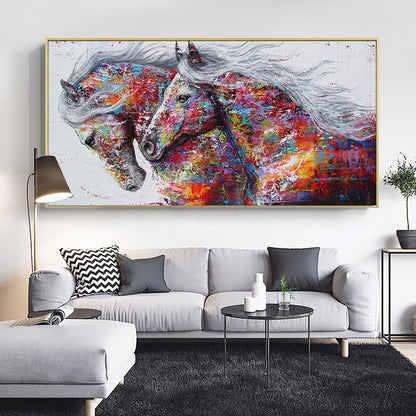 Art Two Running Horses Canvas Painting home decor - myfunfarm