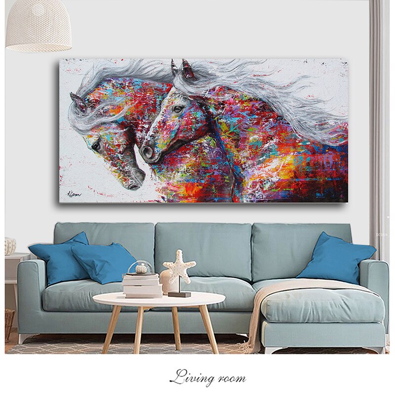 Art Two Running Horses Canvas Painting home decor - myfunfarm