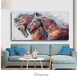 Art Two Running Horses Canvas Painting home decor