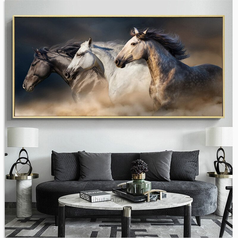 Art Two Running Horses Canvas Painting home decor - myfunfarm