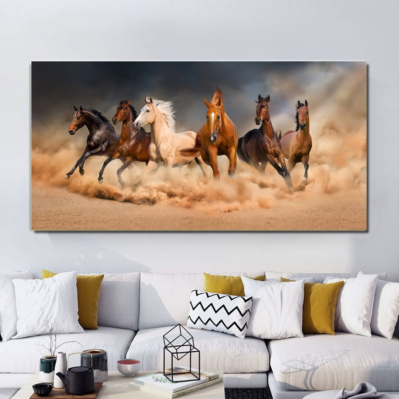 Art Two Running Horses Canvas Painting home decor - myfunfarm