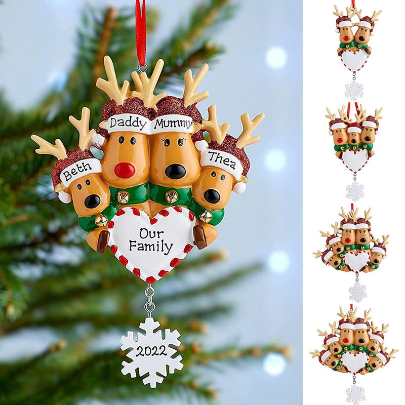 Personalized Family Christmas Tree Ornament Cute Deer - myfunfarm