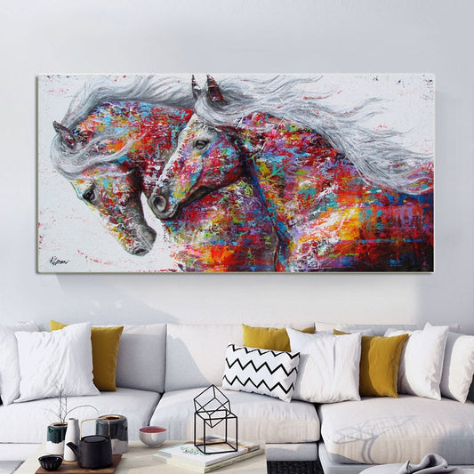 Art Two Running Horses Canvas Painting home decor - myfunfarm
