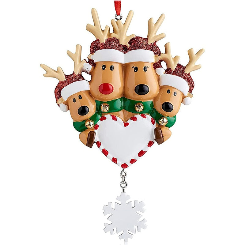 Personalized Family Christmas Tree Ornament Cute Deer