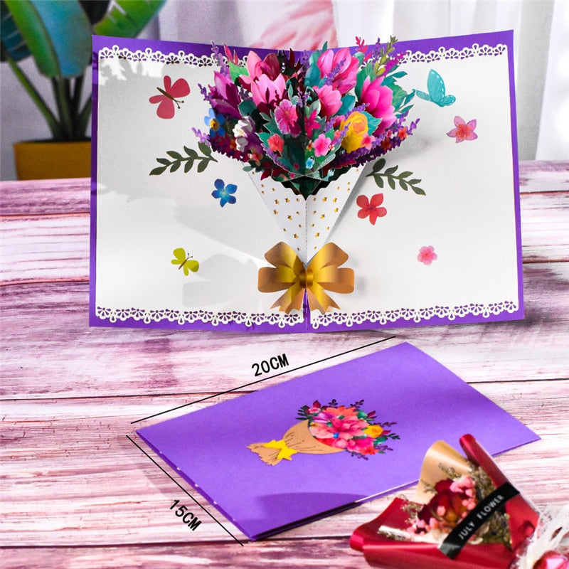 3D Pop Up Mothers Day Cards Gifts Floral Bouquet - myfunfarm