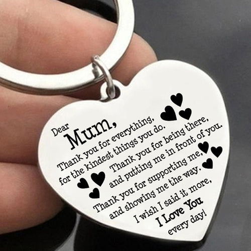 Heart Shaped Engraved Letters keychain gift for Mom