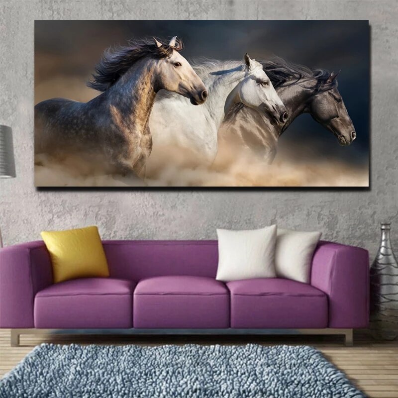 Art Two Running Horses Canvas Painting home decor - myfunfarm