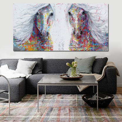 Art Two Running Horses Canvas Painting home decor - myfunfarm