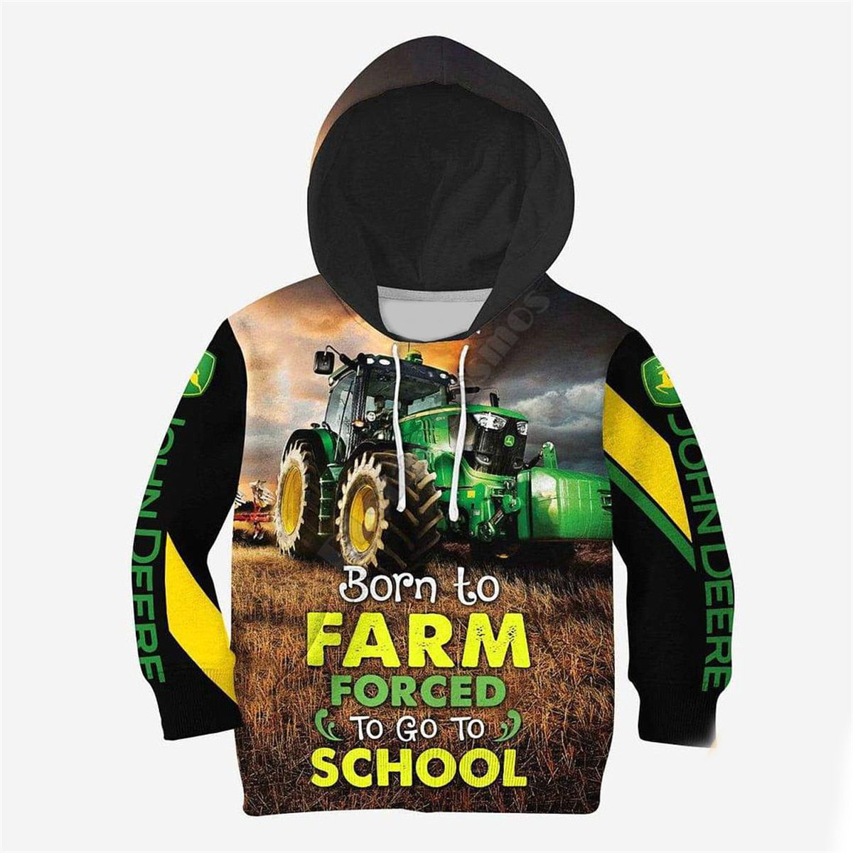 Born to farm forced to go to school - Tractor Kid Hoodies - myfunfarm
