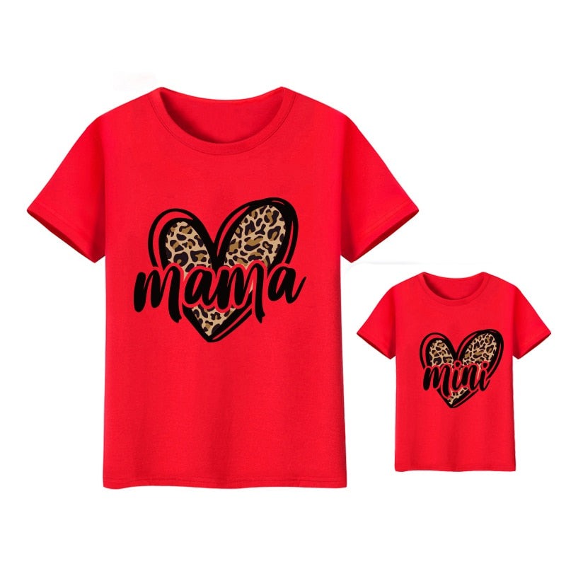 Mother kids Leopard Love family t-shirt