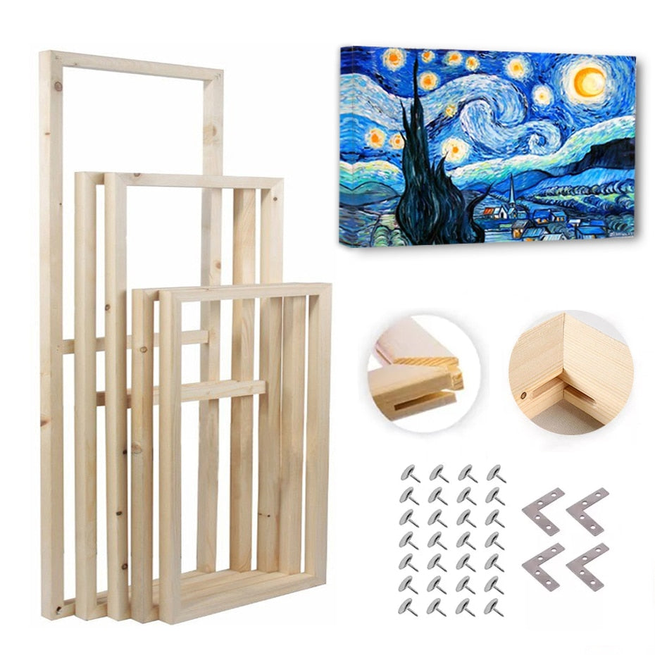 Solid Wood  Frame Kit DIY Stretcher Bars for Canvas Prints - myfunfarm