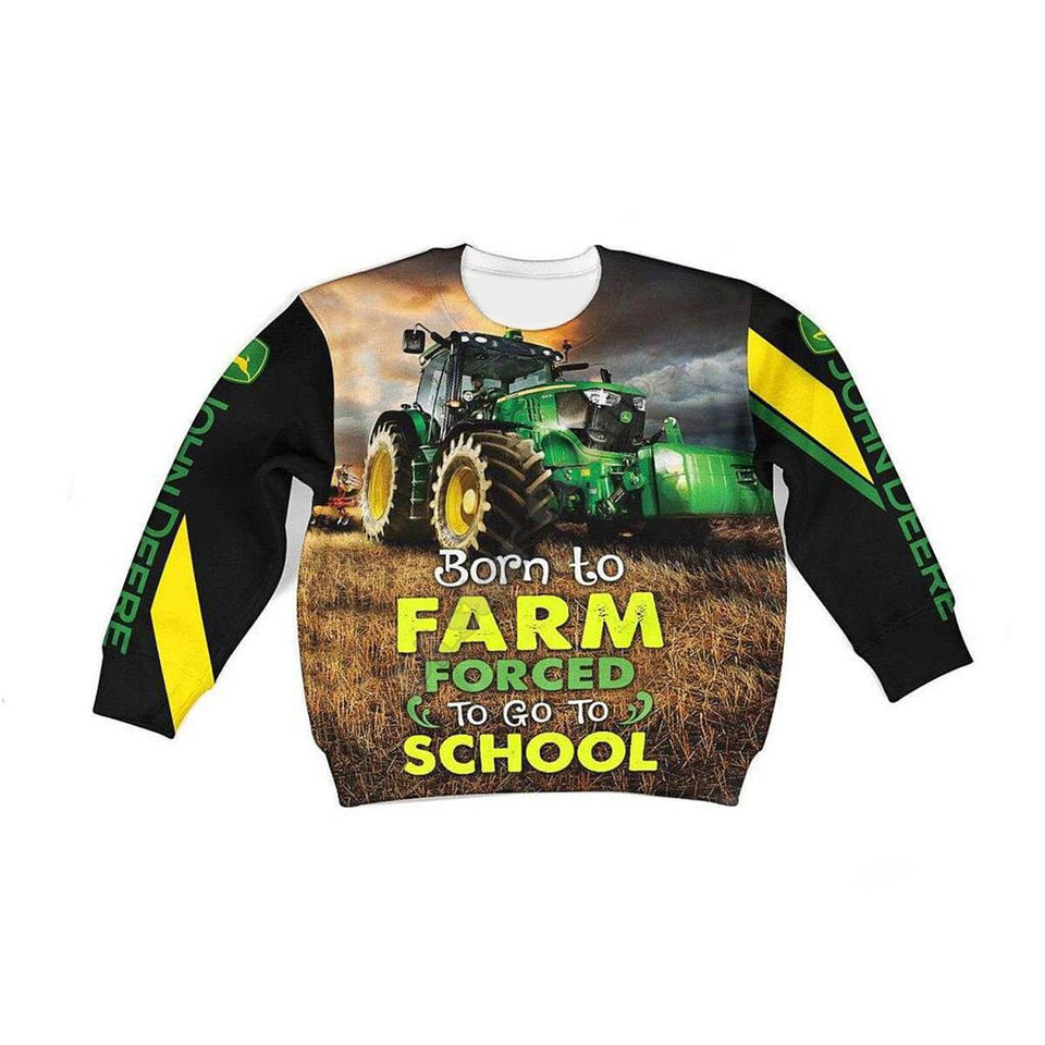 Born to farm forced to go to school - Tractor Kid Hoodies