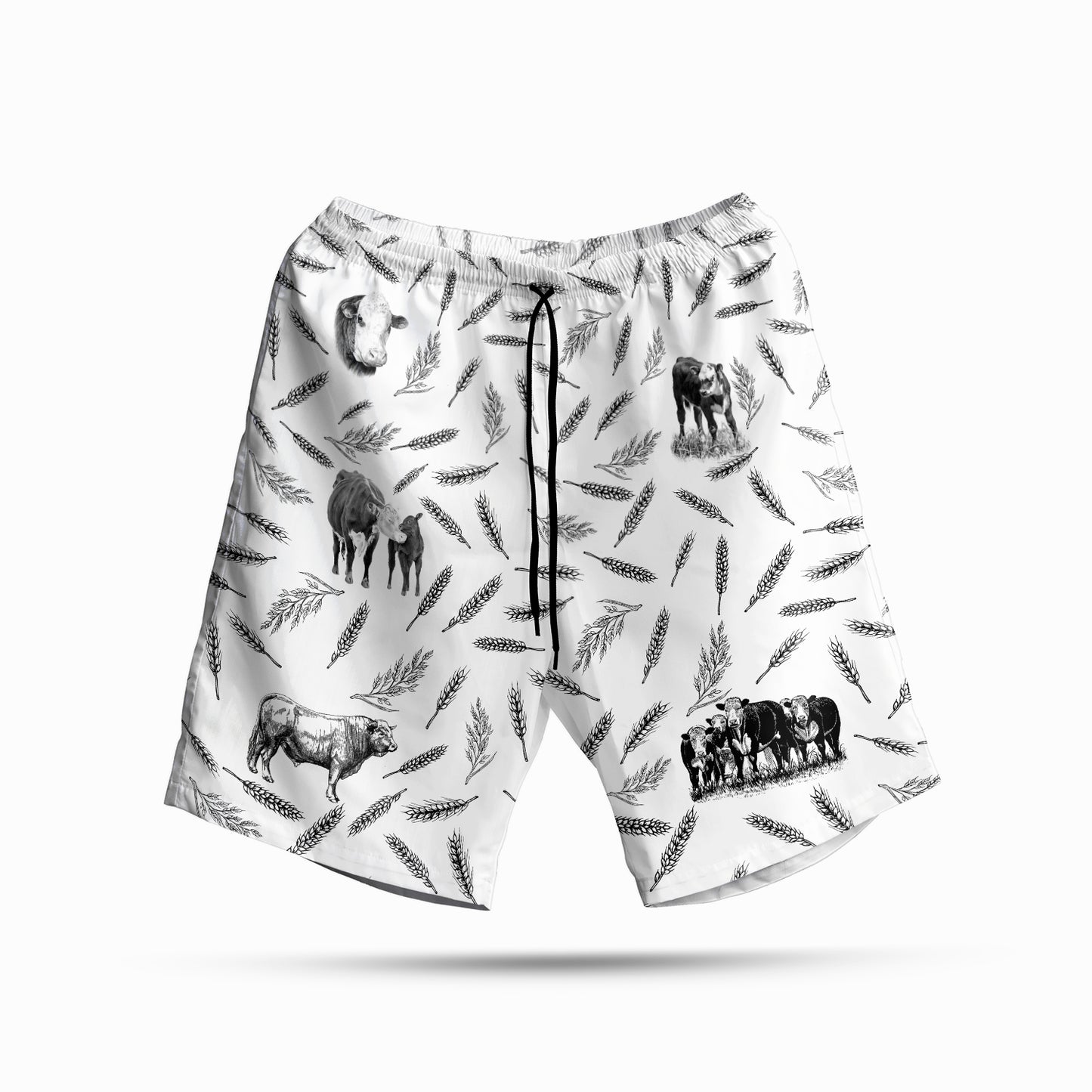 Hereford Cattle pattern - Hawaiian Shirt and Shorts - myfunfarm