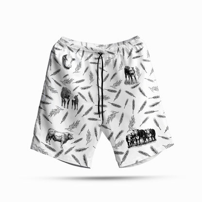 Hereford Cattle pattern - Hawaiian Shirt and Shorts - myfunfarm