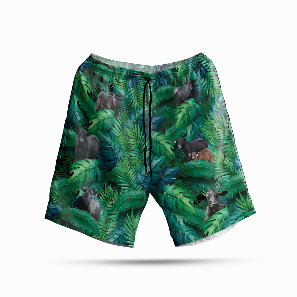 Angus cattle in forest - Hawaiian Shirt and Shorts