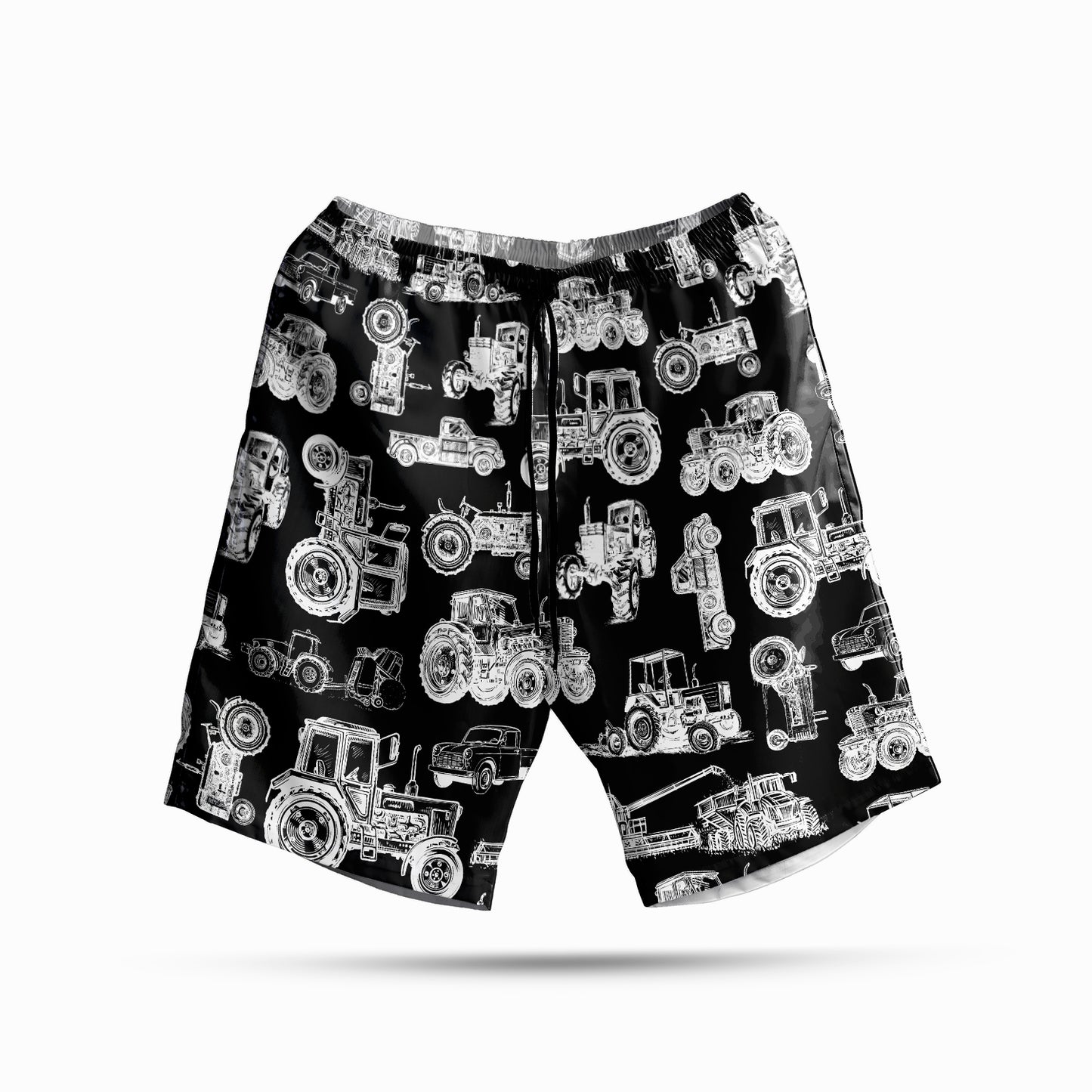 Tractor pattern white and blue, red, green  - Hawaiian Shirt, Shorts for adult and youth - myfunfarm