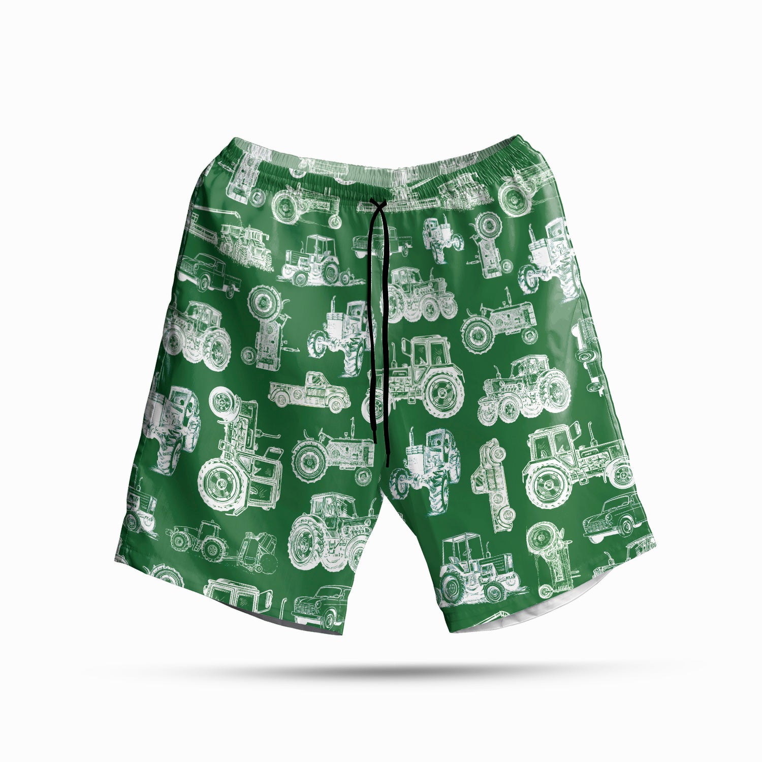 Tractor pattern white and blue, red, green  - Hawaiian Shirt, Shorts for adult and youth - myfunfarm