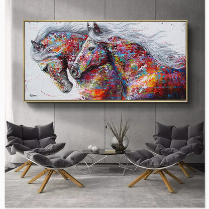 Art Two Running Horses Canvas Painting home decor - myfunfarm