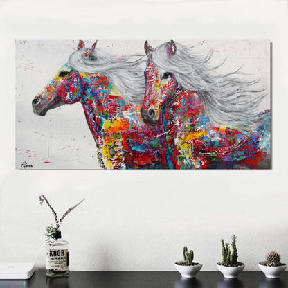 Art Two Running Horses Canvas Painting home decor - myfunfarm