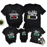 Battery Print Daddy Mommy Daughter Son Family Matching Clothes