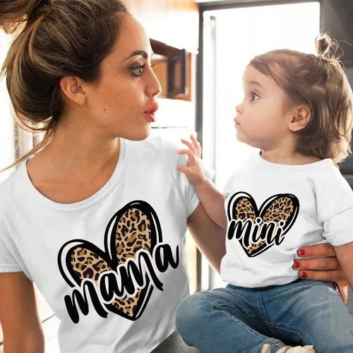 Mother kids Leopard Love family t-shirt