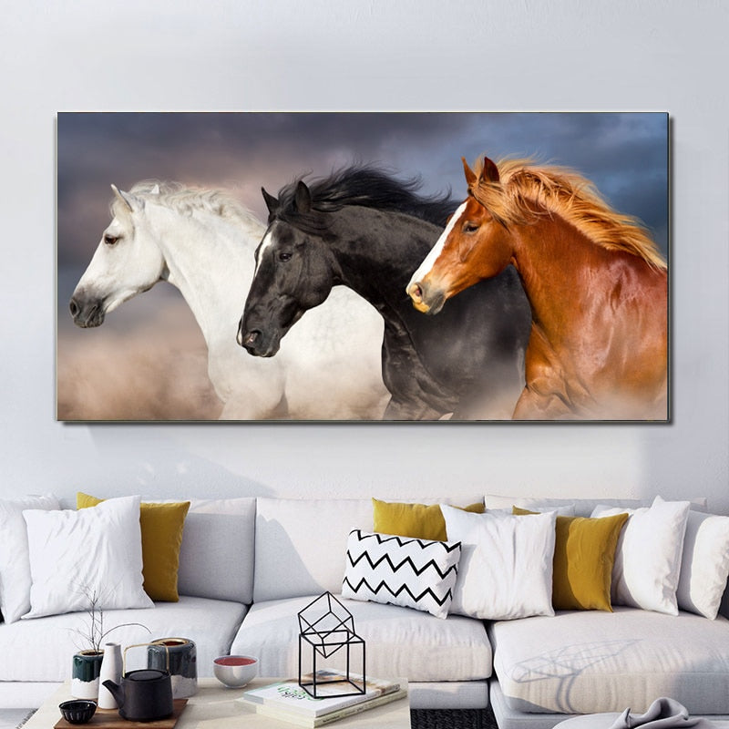 Art Two Running Horses Canvas Painting home decor - myfunfarm