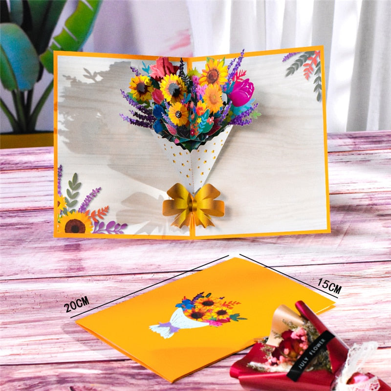 3D Pop Up Mothers Day Cards Gifts Floral Bouquet - myfunfarm