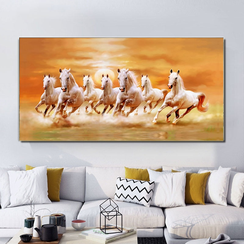 Art Two Running Horses Canvas Painting home decor - myfunfarm