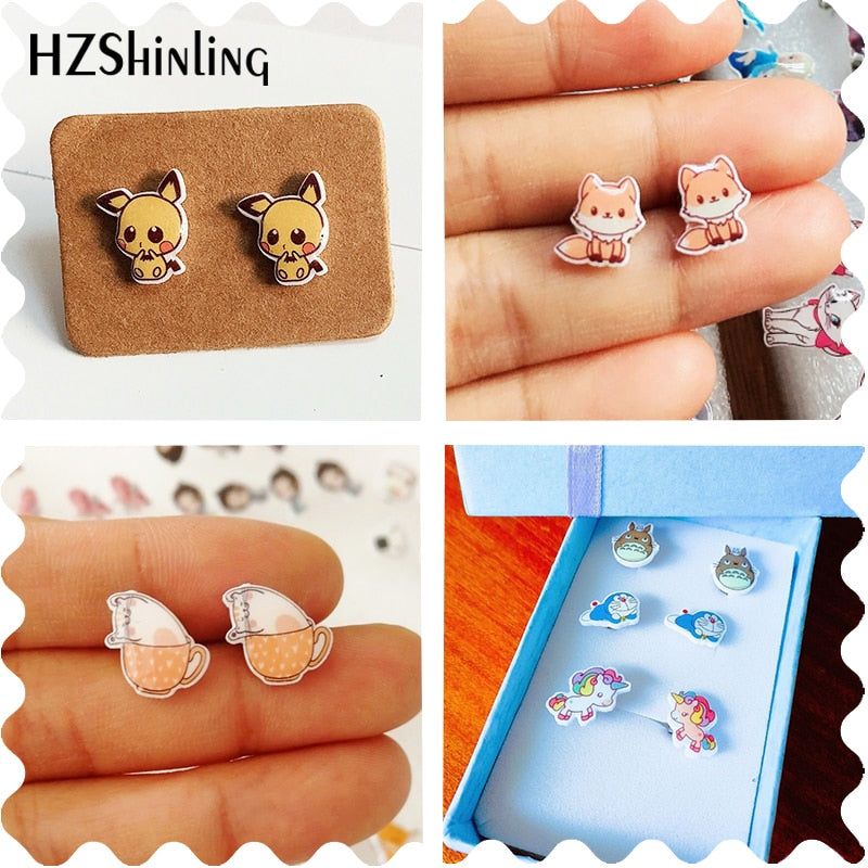 Cow Cute Acrylic Resin Earrings Epoxy Handmade Jewelry