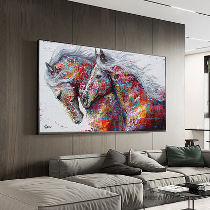 Art Two Running Horses Canvas Painting home decor - myfunfarm
