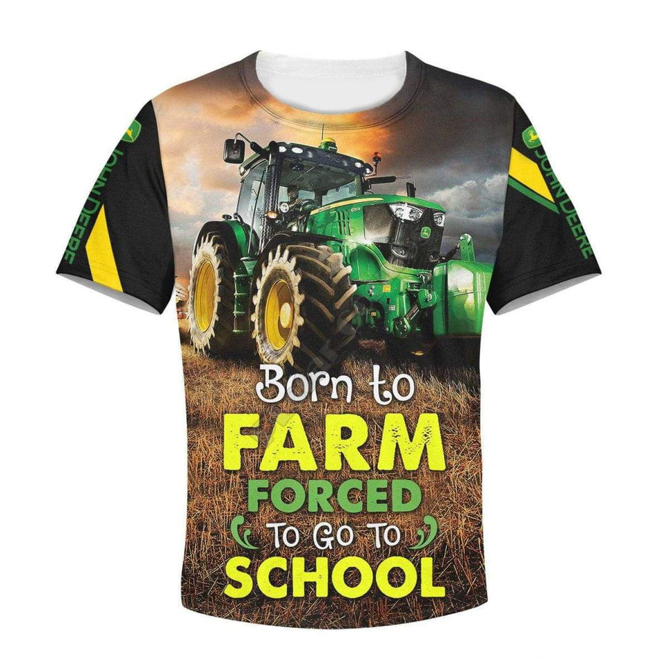 Born to farm forced to go to school - Tractor Kid Hoodies