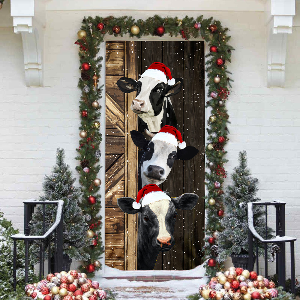 Cute Cow Door Cover - Merry Christmas Cow Lovers