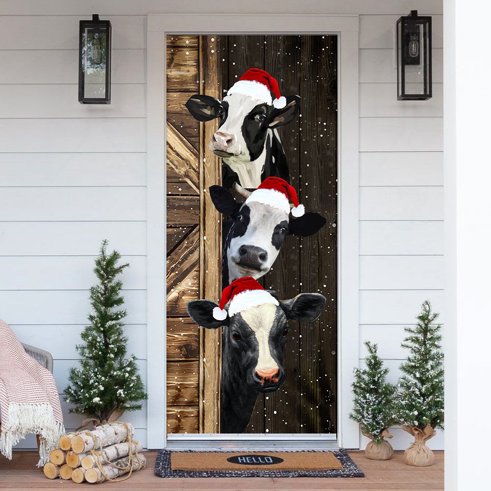 Cute Cow Door Cover - Merry Christmas Cow Lovers - myfunfarm
