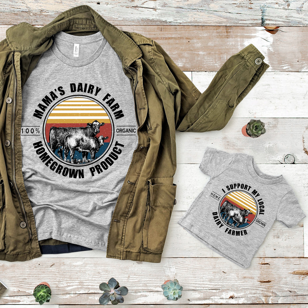 Mama's dairy farm - unisex  t-shirt , mama and kids