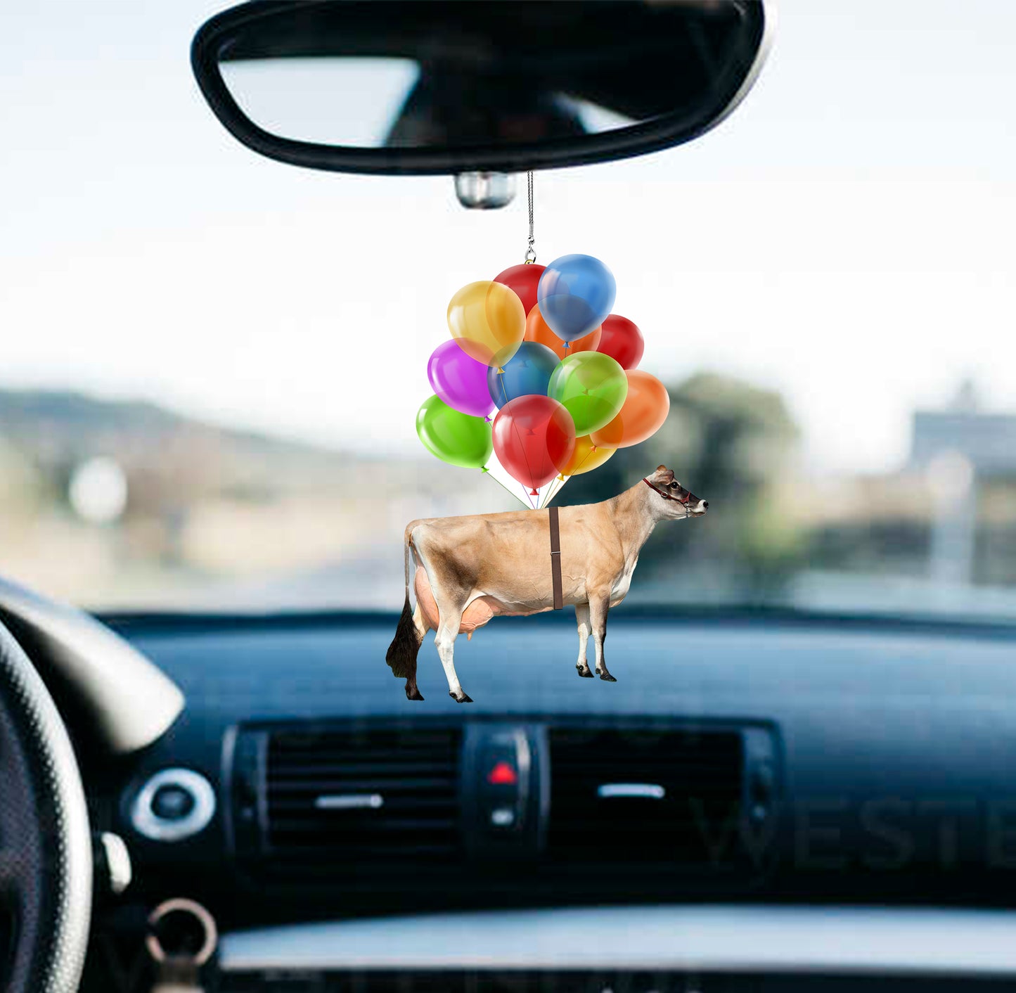 Cattle breeds Fly With Bubbles Car Hanging Ornament-2D Effect