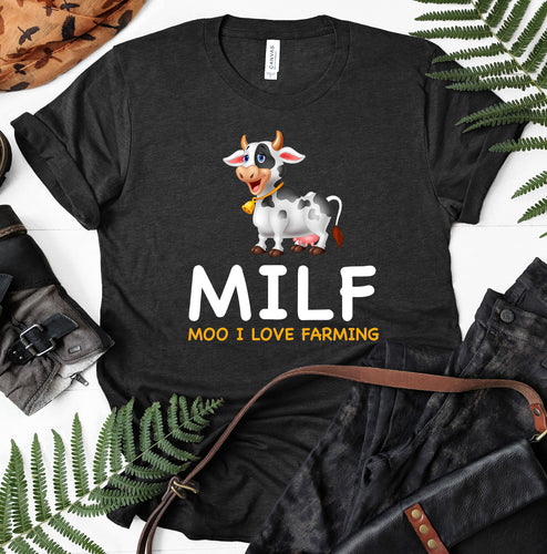MILF - Moo i love farming - funny design unisex  t-shirt , Hoodies
