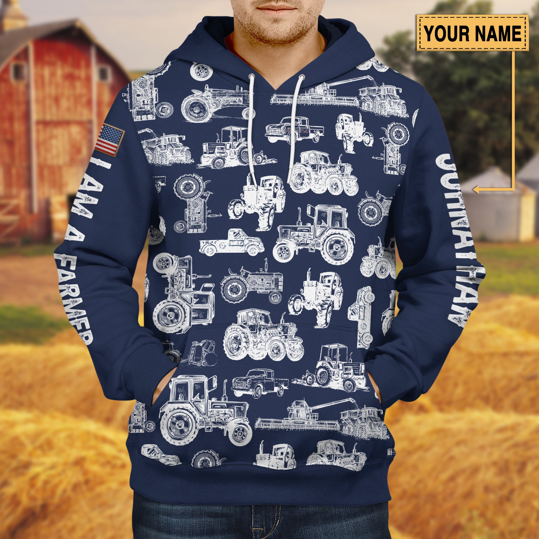 Tractor pattern - Unisex Hoodie for Adult and Kid - myfunfarm