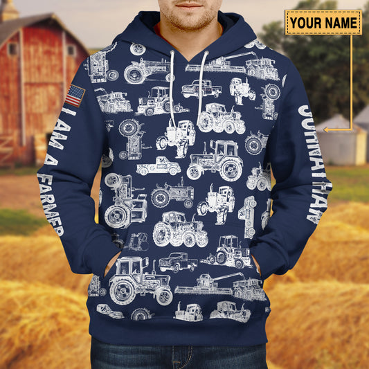 Tractor pattern - Unisex Hoodie for Adult and Kid - myfunfarm