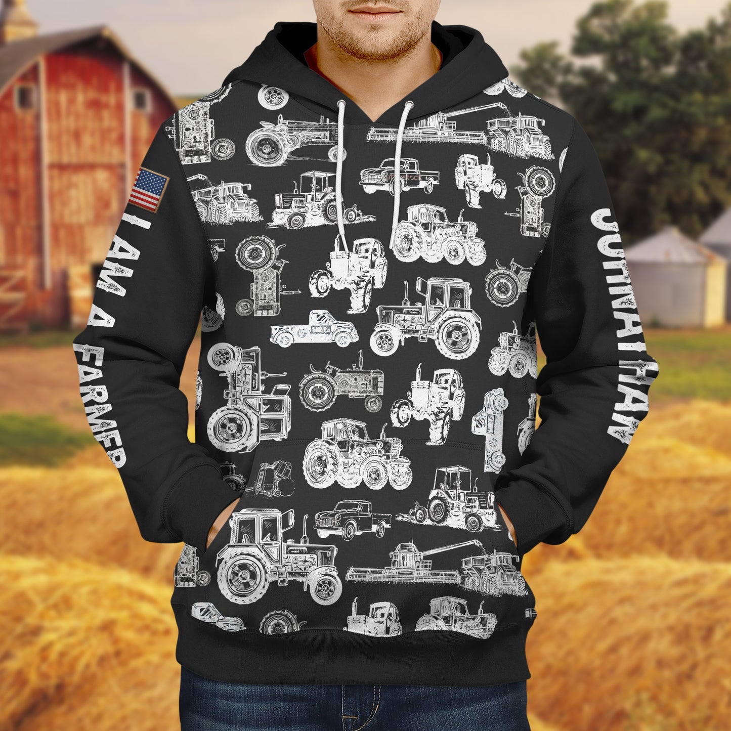 Tractor pattern - Unisex Hoodie for Adult and Kid - myfunfarm