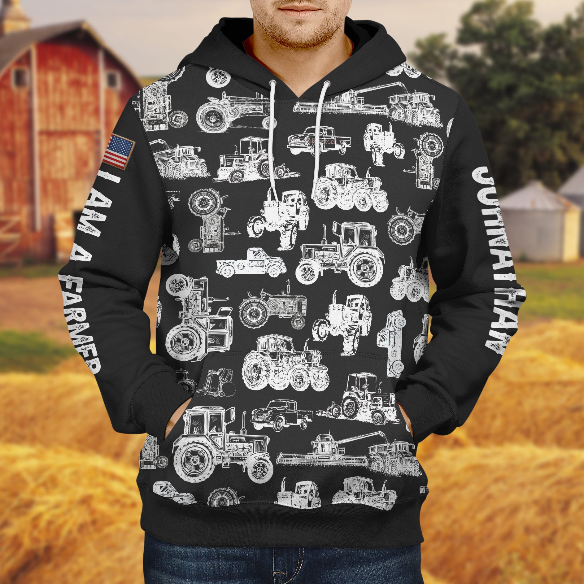 Tractor pattern - Unisex Hoodie for Adult and Kid - myfunfarm