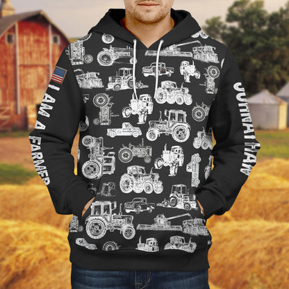 Tractor pattern - Unisex Hoodie for Adult and Kid - myfunfarm