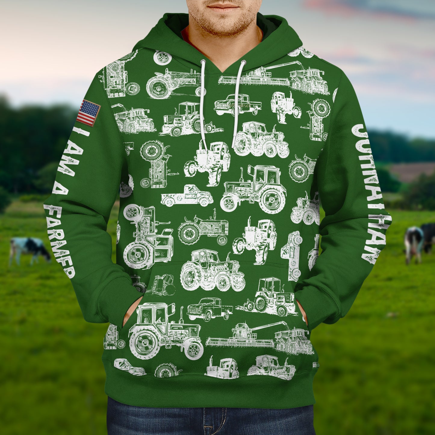 Tractor pattern - Unisex Hoodie for Adult and Kid - myfunfarm