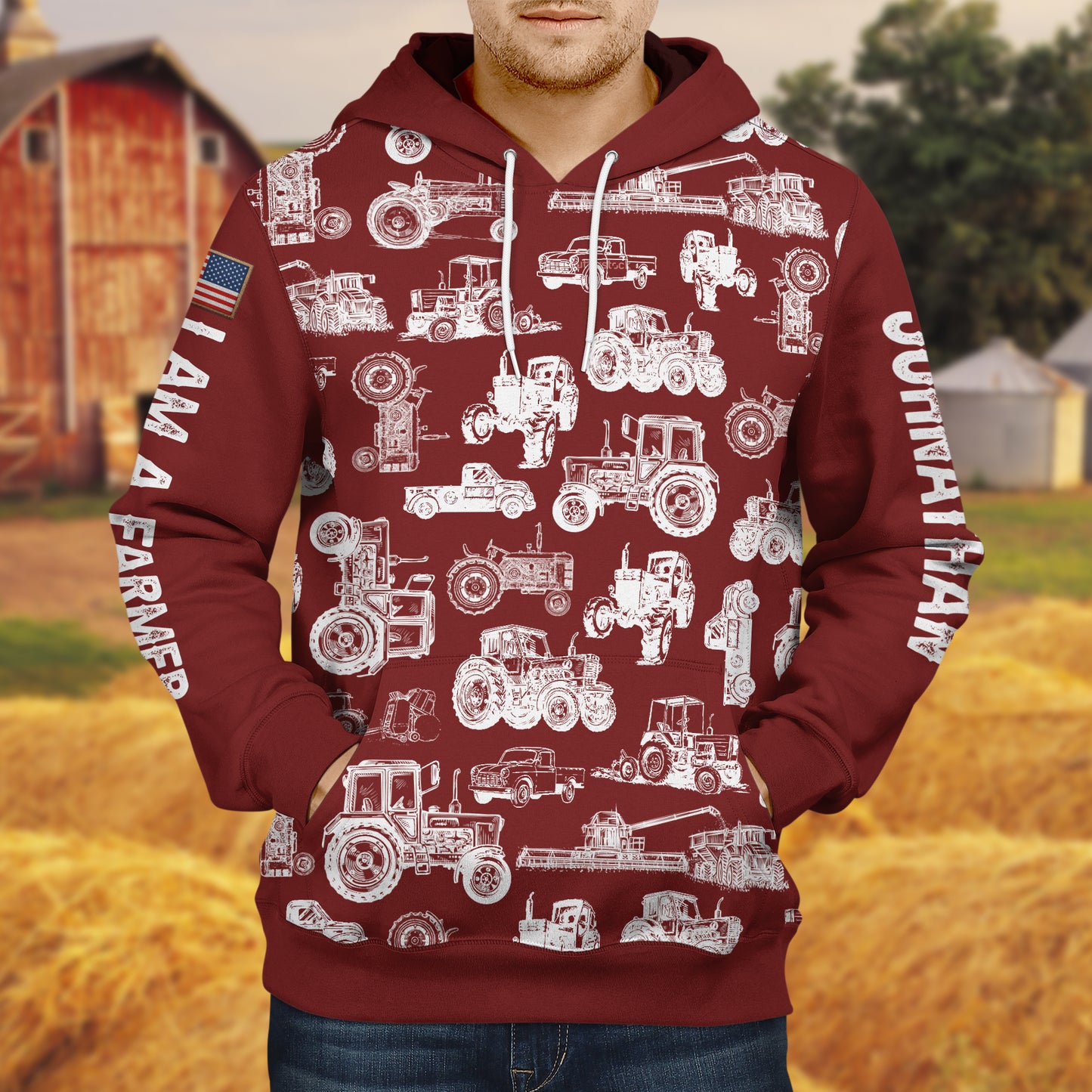 Tractor pattern - Unisex Hoodie for Adult and Kid - myfunfarm
