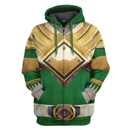 Mighty Morphin Green Power Rangers - Cosplay Tshirt Hoodies Sweatshirt - Apparel