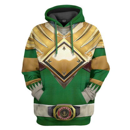 Mighty Morphin Green Power Rangers - Cosplay Tshirt Hoodies Sweatshirt - Apparel