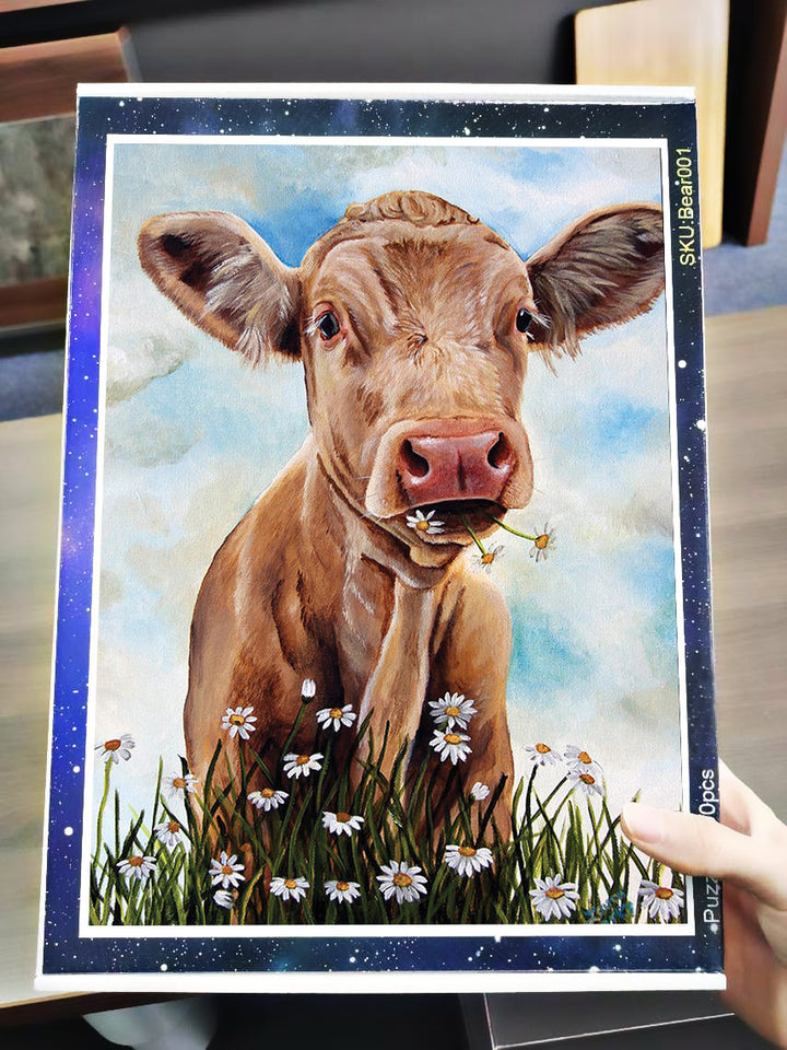 Cute Cow painting print Puzzle 500pcs and 1000pcs - myfunfarm - clothing acceessories shoes for cow lovers, pig, horse, cat, sheep, dog, chicken, goat farmer