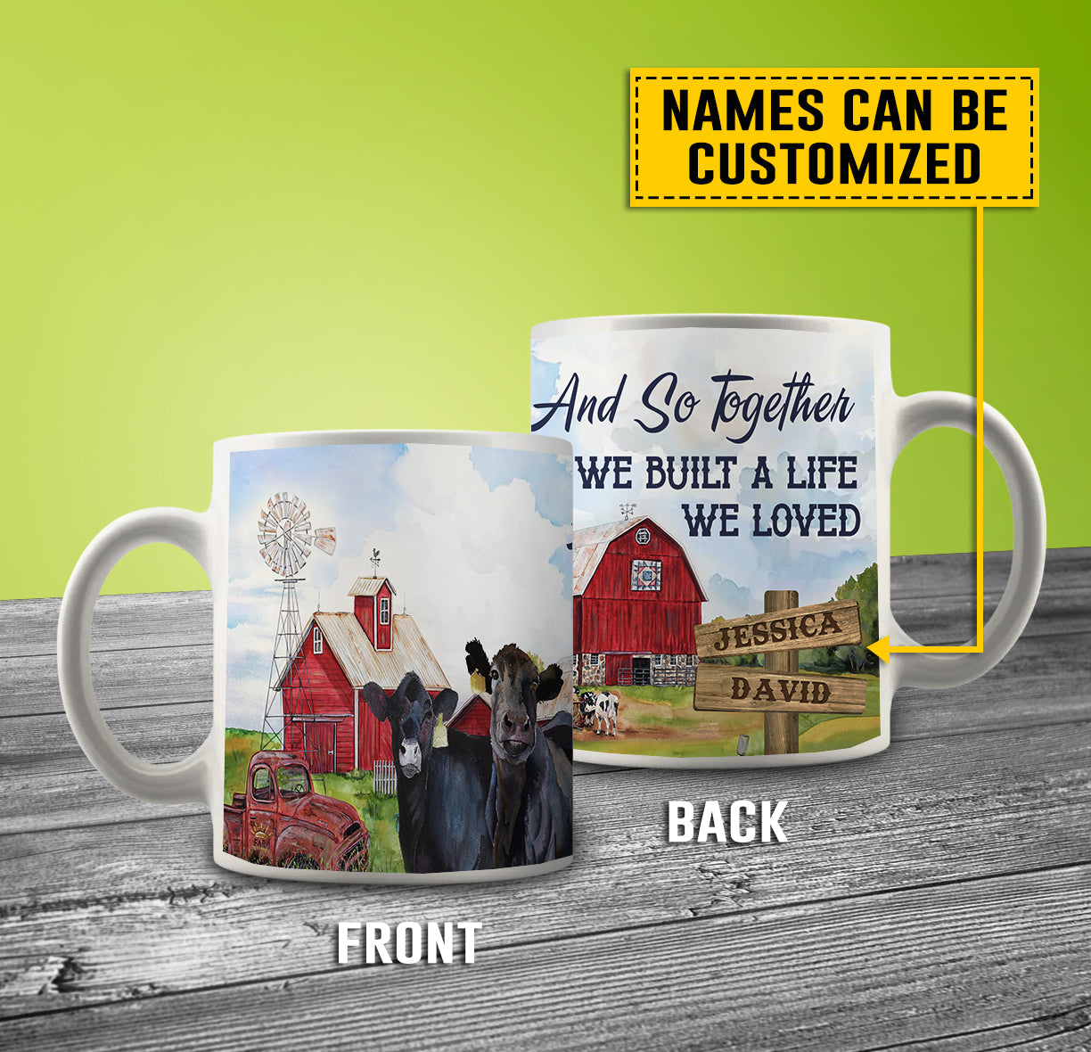 And so together we built a life we loved - Custom names -Ceramic Mug - myfunfarm