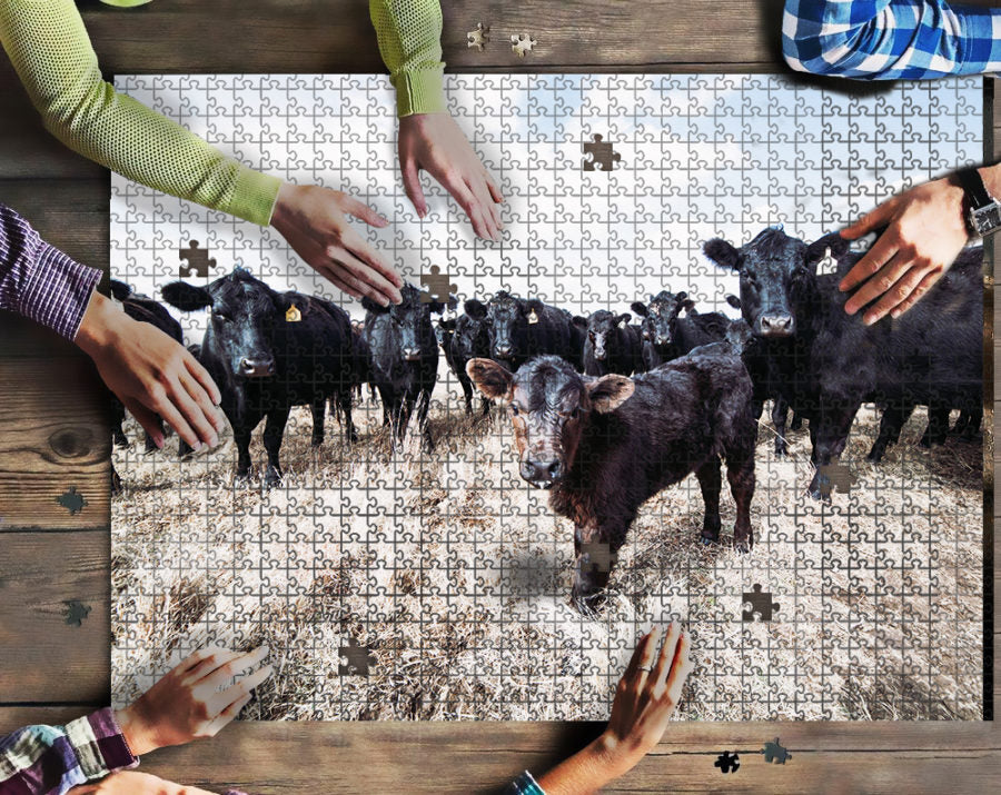 Angus print Puzzle 500pcs and 1000pcs - myfunfarm - clothing acceessories shoes for cow lovers, pig, horse, cat, sheep, dog, chicken, goat farmer