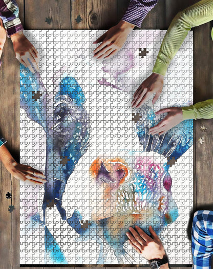 Cow watercolor print Puzzle 500pcs and 1000pcs - myfunfarm - clothing acceessories shoes for cow lovers, pig, horse, cat, sheep, dog, chicken, goat farmer