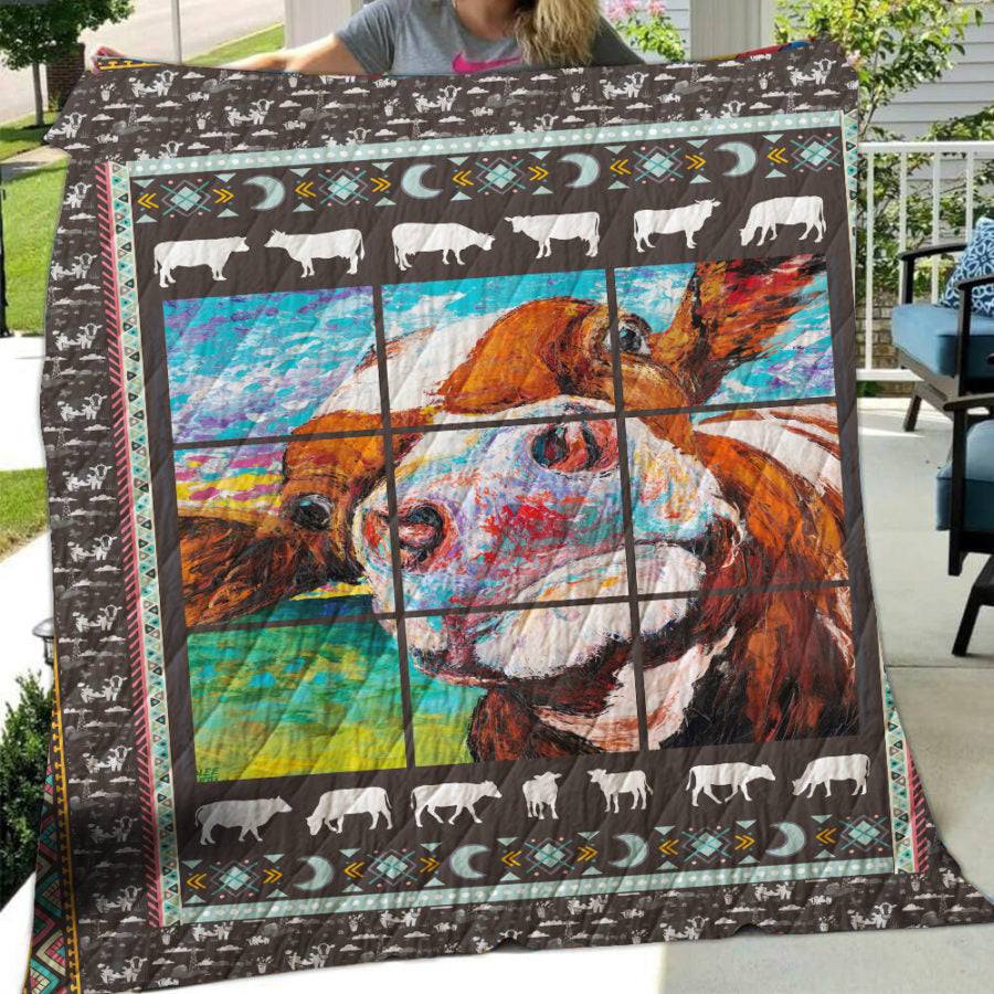 Cow cute pattern  print -Quilt - myfunfarm - clothing acceessories shoes for cow lovers, pig, horse, cat, sheep, dog, chicken, goat farmer